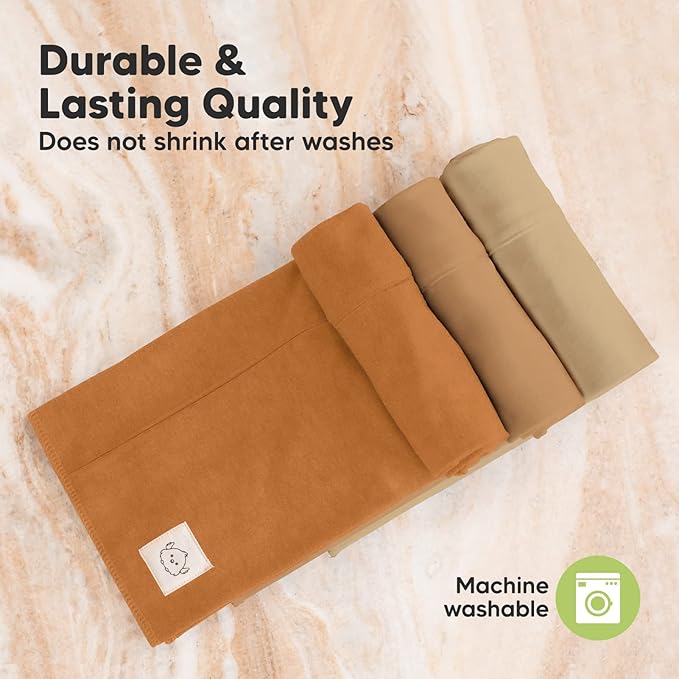 Organic Burp Cloths Baby Boy, Girl - 6-Pack Large Cotton Burping Cloths for Babies, Spit Up Rags, Super Absorbent, Ultra Soft Newborn Rag, Gender Neutral, Machine Washable, Durable(Terracotta)