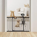 Baby Gate for Stairs 29-52 Inch Wide, Safety Gate for Baby Adjustable Pet Gate with Door Pressure Mounted Gates for Kids Toddler Dogs Extension Kit Indoor Stairway Doorway Black (30.5'' Tall)
