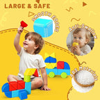 Magnetic Blocks for Kids 4-8, 24PCS Large Magnet Stacking Blocks with Multiple 3D Shapes, Montessori & Sensory Learning Toys, Magnetic Building Toys for Boys & Girls Ages 4+