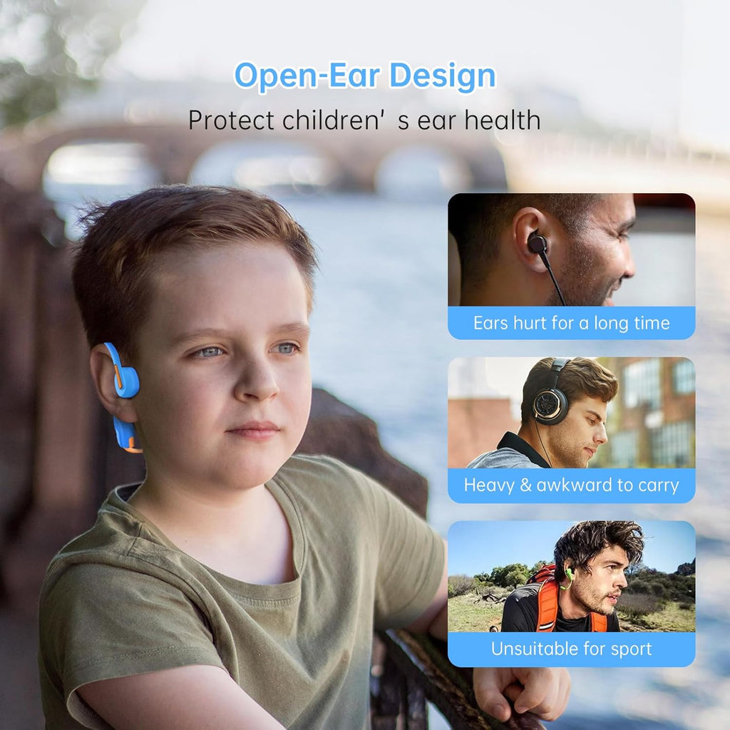 LOBKIN Kids Headphones Open Ear,Bluetooth 5.3 Air Conduction Wireless Lightweight Kids Earbuds IPX5 Waterproof with Microphone for School,Home and Outdoor Activities Gifts for Boys Girls