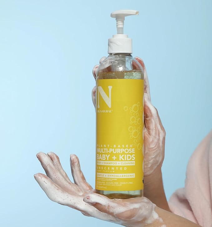 Dr. Natural Multi-Purpose Baby Plus Kids Soap - Body Wash and Shampoo - Gentle Soap with Shea Butter - Newborn Safe - Unscented - 16 oz