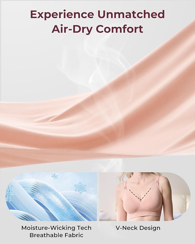 Momcozy CoolFit Nursing Bras for Breastfeeding, Ultra Stretch Seamless Jelly Strip Maternity Bra, Cooling Wireless