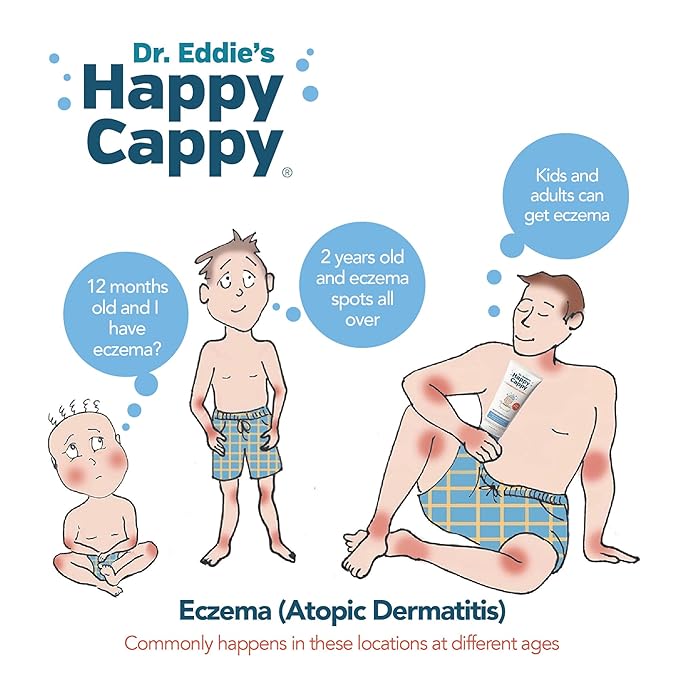 Happy Cappy Baby Shampoo and Body Wash - Eczema Body Wash for Kids & Toddlers, Helps with Dryness, Reduces Itching and Redness, Dermatologist Tested, Fragrance Free - 8 Fl Oz (Pack of 4)
