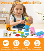 Alphabet Learning Toys for Toddlers, Word Work Small Group Set with 104 Phonics Flash Cards and 26 Animal Figurines, Fun Education Classroom Supplies Alphabet Sounds Teaching Games for Kids