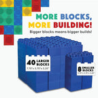 Big Blocks for Kids Ages 4-8 — Indoor & Outdoor Blocks Kids Games — Blue Large Building Blocks - 48 pc