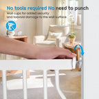 owlie Baby Gate with Door 66-75 Inch, Extra Wide Stair Gates for Kids Adjustable Wide Dog Pet Gate Stairway Large Baby Gates Pressure Mount for Pets for House Stairway Doorway White (30.5'' Tall)