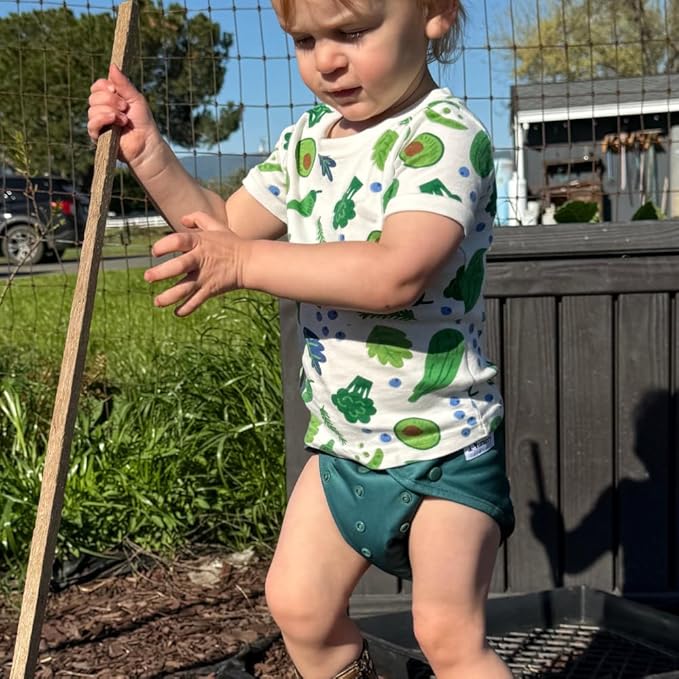 Nora's Nursery Cloth Diaper Cover, Washable Reusable Diaper Cover with Snap Closure, Flat or Fitted - 7 Pack with Wet Bag - Hickory