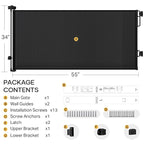 Cumbor Retractable Baby Gates for Stairs, Mom Choice Award Winner-55 Wide Mesh Dog Gate for Doorways, 34" Tall Easy to Use Pet Fence for The House, Toddler Safety Essentials Indoor&Outdoor, Black