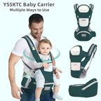 Baby Carrier Ergonomic Infant Carrier with Hip Seat Kangaroo Bag Soft Baby Carrier Newborn to Toddler 7-45lbs Front and Back Baby Holder Carrier for Men/Women Dad Mom