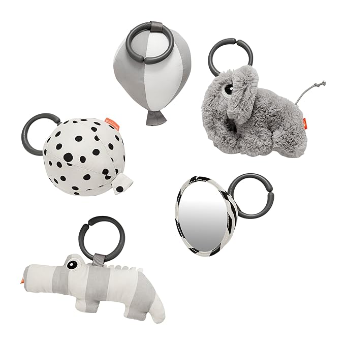 Done by Deer Activity Play Mat Deer Friends Grey - Baby Play Mat with 5 Toys for Sensory Stimulation and Early Development - Hang The Toys in 13 Different Positions on The Arches