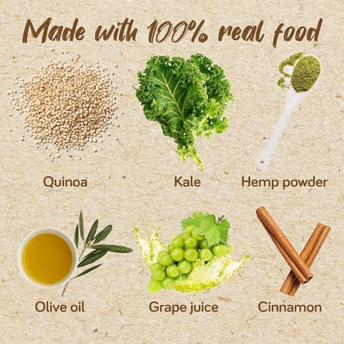 Real Food Blends Quinoa, Kale & Hemp - Pureed Food Meals for Tube Feeding with Protein, Vegetables & Fruits - Plant-based - 340 Calories for Breakfast, Lunch & Dinner - 9.4 oz (Pack of 12)