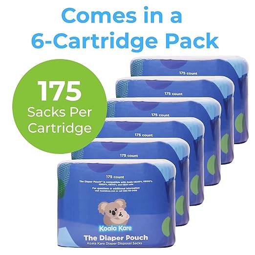 Koala Kare The Diaper Pouch™ - Diaper Disposal Sacks for Koala Baby Changing Stations, 175 Sacks per Cartridge, Model KB160-X6 (6 Pack of Cartridges)