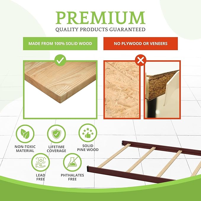 Full-Size Conversion Kit Bed Rails Compatible with Delta Children Convertible Cribs - Solid Wood Rail #0050 - Toddler & Adult Bed Rail for Full-Size Beds - Baby Furniture (Espresso Cherry - 205)