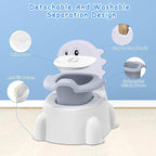 Potty Seat Baby Training Chair Boys Girls Toddler Dinosaur Comfortable children 1-5 years old Baby toilet Animal seat with lid back potty trainer (Grey)