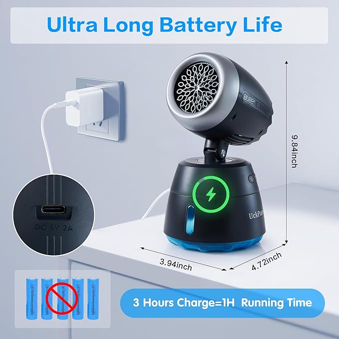 Rechargeble Bubble Machine, 270° Automatic-Rotating, 38000 Big Bubbles/min, 1000ml Large Bubble Tank, 2200mAh Battery, Bubble Maker for Kids Toddlers, Parties, Wedding, Birthday, Outdoor, Black