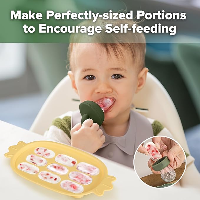 Haakaa Baby Popsicle Mold - Baby Food Maker & Breastmilk Teething Freezer Tray - BPA Free Silicone-Yellow