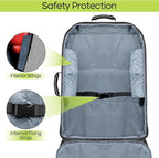 Padded Car Seat Travel Bag for Airplane, Heavy Duty Backpack for Air Travel, Water-Resistant Carrier with Shoulder Strap, Fits Most Car Seats (Grey+Black)