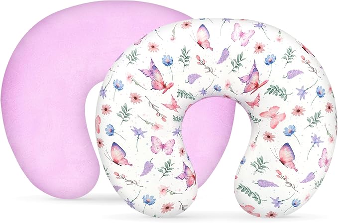 Nursing Pillow Cover 1 Pack, Minky Removable Nursing Pillowcase for Breastfeeding Pillows, Reversible Feeding Slipcover for Baby Boys/Girls, Super Soft Comfortable (Butterfly)
