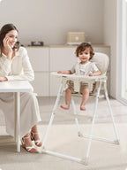 Foldable High Chair, High Chairs for Babies and Toddlers, Dining Chairs and Eating Chair with Adjustable Tray and 5 Point Harness for Infant, Beige