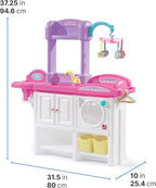 Step2 Love & Care Deluxe Baby Doll Nursery Playset for Kids, Compact Changing Station & Crib, Made of Durable Plastic, Includes Toy Accessories, For Toddlers 2-6 Years Old, Pink