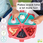 On-The-Go Snack Mat – Baby Silicone Travel Dining Placemat – Portable Silicone Toddler Plate – Reusable Snack Container with 3 Compartments and Lids for 6 Months + (Watermelon)