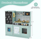 HONEY JOY Kids Kitchen Playset, Wooden Little Chef Pretend Toy Kitchen Set w/Chalkboard, Telephone, Utensils, Oven, Microwave, Sink, Storage, Play Kitchen for Toddlers Boys Girls, Green