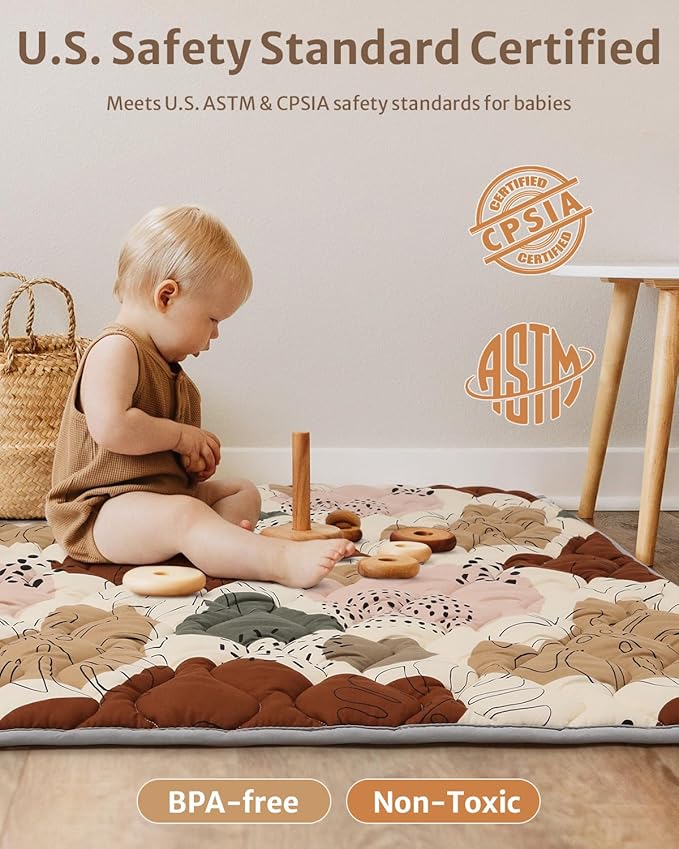 Blissful Diary Baby Play Mats for Floor, 50x50 Crawling Mat for Playpen, Thicken Soft Padding Foam Playmats for Babies and Toddlers Infants, Foldable and Machine Washable, Boho Design