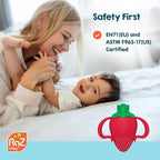 RaZbaby Fruitique Fruit Feeder One-Piece Baby – Larger Opening for Refilling & Fits More Fresh/Frozen Fruit for Teething Relief, Easy to Hold, Safer Design, BPA-Free, Dishwasher Safe - Banana