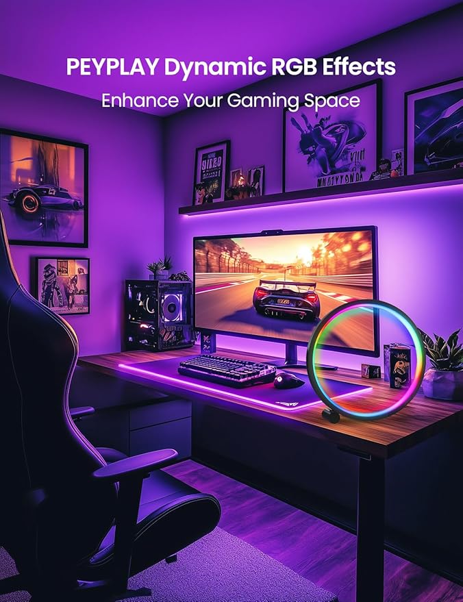 Smart LED Table Lamp, RGB+IC Lighting, Color Changing Night Light, Music Sync, DIY Mode, Stepless Dimming, App & Voice Control (2.4GHz WiFi), Works with Alexa & Google, for Bedroom & Gaming