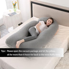 Pregnancy Pillow J-Shaped Full Body Pillow,59 inch with Jersey Cover Easy to Remove and Wash, Support Pregnant Women's Backs Legs and HIPS, Improve Sleep,Pregnancy Pillow for Women ，Dark Grey