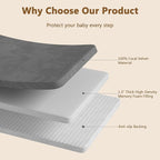 Baby Play Mat for Floor, 1.3'' Thick Memory Foam Tummy Time Mat - Super Soft Coral Velvet Nursery Rug with Non-Slip Backing, Crawling Rug for Toddlers/Infants, Yoga & Tatami Use, 50''x50''