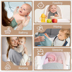 MUKIN Baby Washcloths,Muslin Burp Cloths Towels for Newborns,Absorbent Cotton Bath Face Towel ，5 Pack, 12x12 Inches (Coastal Calm)