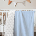 Baby Blankets for Boys, Soft Nursery Minky Blankets with Muslin and Dotted Fleece Back 30x40 inches, Receiving Bed Quilt for Newborn, Infants, Toddlers (Light Blue)