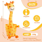 Dancing Talking Giraffe Toy, Stuffed Animal Baby Toy Repeating What You Say, Glowing Musical Electronic Giraffe Gifts for Toddlers 1-3 Years Old (Smiling Giraffe)