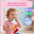 hahaland Car Seat Toys for Babies 0-6 Months Girl - Baby Toys 3-6 Months - Rattle, Mirror, Crinkle, Squeaky Carseat Stroller Toy 0-6 Months Developmental Newborn Baby Girl Birthday Gifts