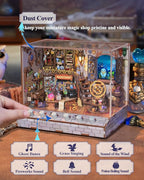 Tonecheer DIY Miniature House Kit, Wooden Dollhouse Kit with White Noise,Tiny Diorama House Building Set with Electronic Screen Craft Kits Make for Aduls (Magic Shop)