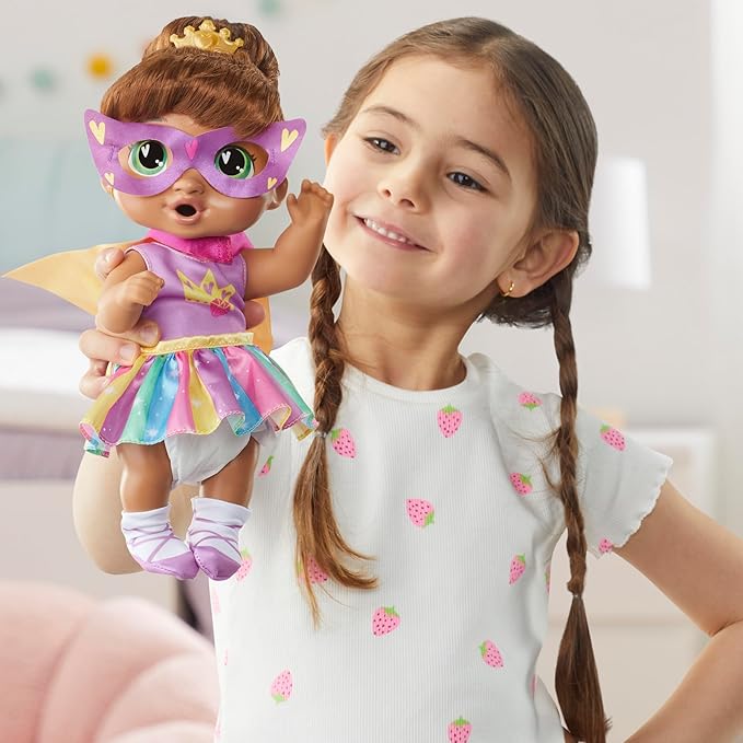 Baby Alive Super BFF Sophia Sparkle Brown Hair Dress Up Baby Doll Playset, 11 Inches, Toys for 3 Year Old Girls & Boys & Up (Amazon Exclusive)