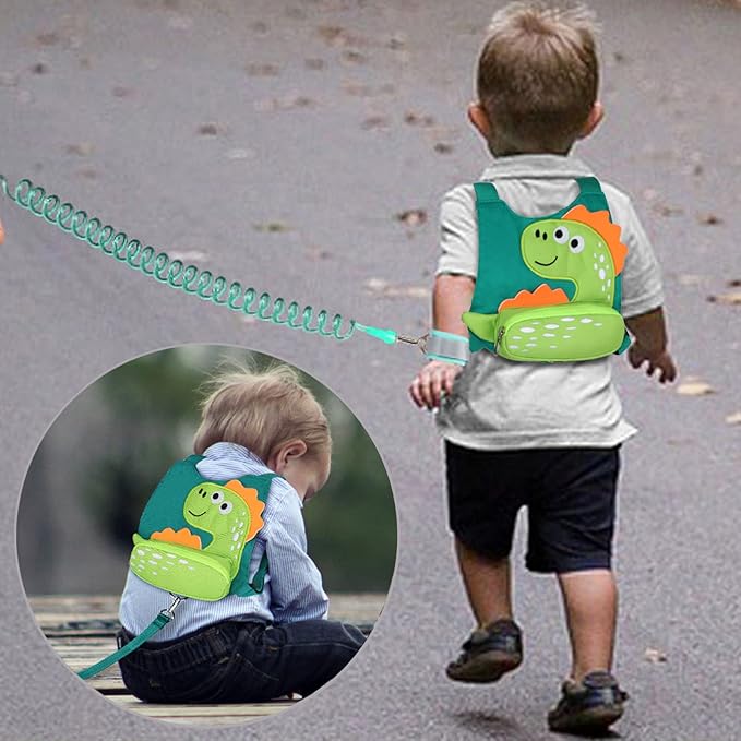 Toddler Harness Leash with Anti Lost Wrist Link, Accmor Cute Dinosaur Kids Harness Children Leash, Adorable Anti Lost Leash Walking Wristband Assistant Strap Belt for Baby Boys Girls Outdoor
