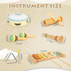 Musical Instruments Set Toys for Toddlers 1-3 - Neutral Colors Wooden Montessori Toys Percussion Music Modern Xylophone Drum Birthday Chirstmas Gifts for 1 2 3 Year Old Kids Baby Toddlers Boys Girls