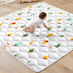 Odorless Premium Foam Baby Play Mat 50" x 50", Soft Microfiber Fabric Crawling Mat for Floor- Comfortable and Hypoallergenic, Non-Slip Cushioned Floor Playpen mat for Infants,Babies,Toddlers