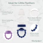 WeeSprout Silicone Baby Food Feeders + Freezer Tray for Batch Prep, Set of 2, Introduce New Foods Safely, Double as Teething Toys, Includes 2 Extra Pouches & Travel Lids, Dishwasher Safe