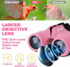 Binoculars for Kids, Toys for 3-12 Year Old Girls and Boys, Bird Watching Hiking Outdoor Learning Toy with Magnifying Glass &Compass, Birthday Easter Gifts Toys for Boy Kid Ages 3-6 (Pink)