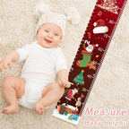 Christmas Baby Growth Chart for Wall, Height Chart for Kids, Xmas Kids Nursery Decor, Hanging Ruler Wall Decor, Kids Room Decor, Holiday Gifts for Boys Girls Toddlers - 76.7 x 7.9in with Beige Wood