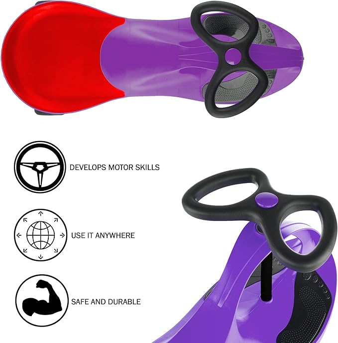 Wiggle Car Ride On Toy – No Batteries, Gears or Pedals – Twist, Swivel, Go – Outdoor Ride Ons for Kids 3 Years and Up by Lil’ Rider (Purple)