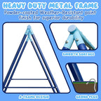 440lbs Kids Swing Set, 3-in-1 Outdoor Playground with Platform Swing, Belt Seat & 4ft Trampoline, Heavy Duty A-Frame Metal Stand & Safety Stakes, Backyard Playset for Toddlers 3-8 Years Old