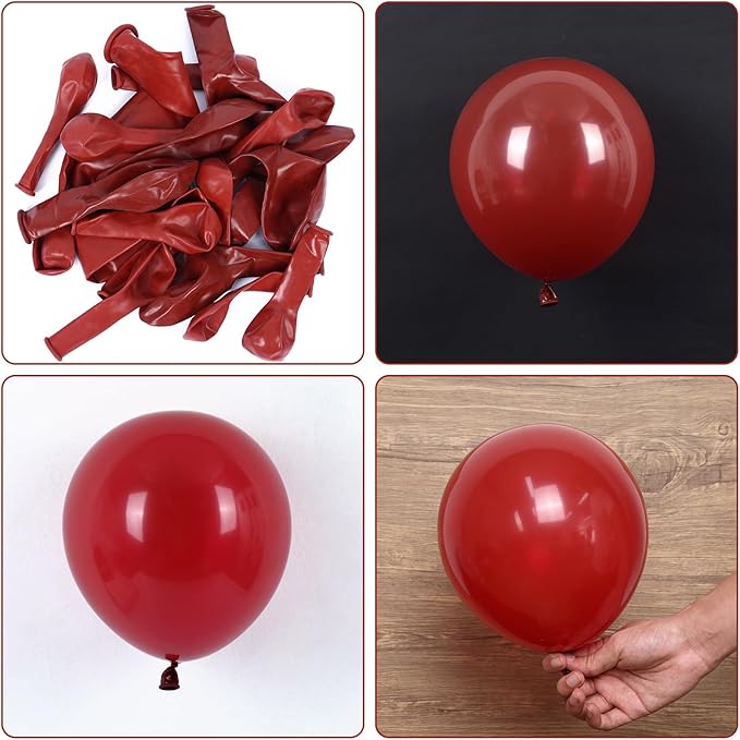 RUBFAC 129pcs Ruby Red Balloon Arch Kit, Different Sizes 18 12 10 5 Inches Cherry Red Latex Balloons for Garland Birthday Wedding Party Decoration