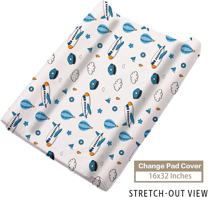 Personalized Baby Crib Bedding Set, Custom Name Aircraft Theme Nursery Bedding Set 3 Pcs, Baby Blanket Fitted Crib Sheet Changing Pad Cover, Personalized Nursery Decor Gift for Newborns Boys