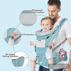 Baby Carrier Ergonomic Infant Carrier with Hip Seat Kangaroo Bag Soft Baby Carrier Newborn to Toddler 7-45lbs Front and Back Baby Holder Carrier for Men Dad Mom