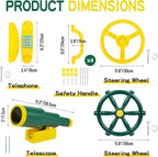 RedSwing Playground Accessories for Kids, Outdoor Playground Attachments with 2 Pirate Ship Wheel, Toy Telescope, Telephone and Safety Handles (Yellow and Green)