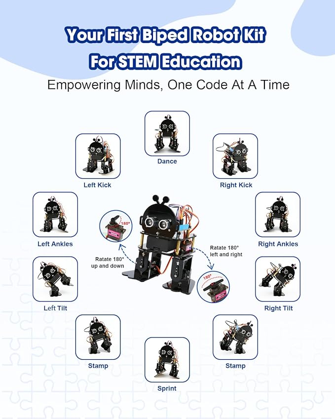 Biped Robot Kit STEM Toys Science Kit for Kids, Bionic Bipedal Robotics Programmable Coding Crafts Set for Arduino ESP32, Birthday Gift for Age 8-12 Boys Girls Teens